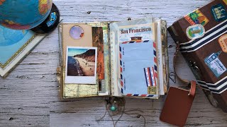 Travel Theme Junk Journal with Mini Suitcase Luggage | sold