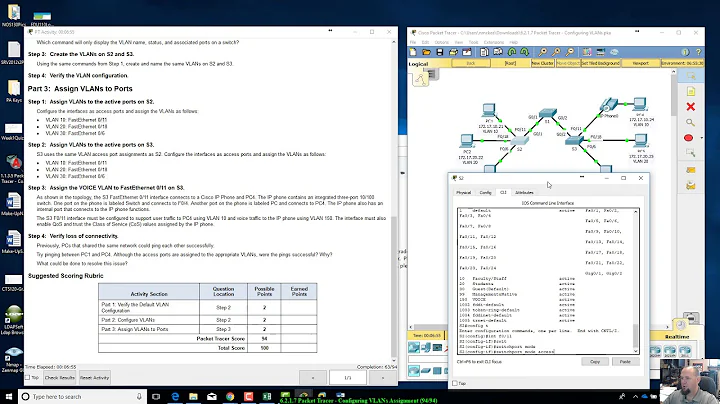 6.2.1.7 Packet Tracer - Configuring VLANs
