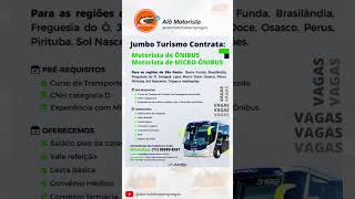 Jumbo Turismo divulga vagas para motoristas de ônibus e micro-ônibus