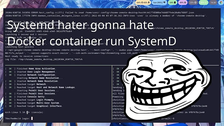 Run Systemd as init in Arch Linux Docker container