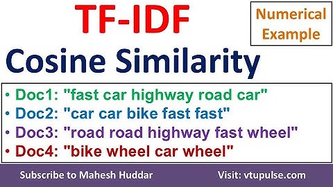 Term Frequency Inverse Document Frequency TFIDF Cosine Similarity Solved Example Vidya Mahesh Huddar