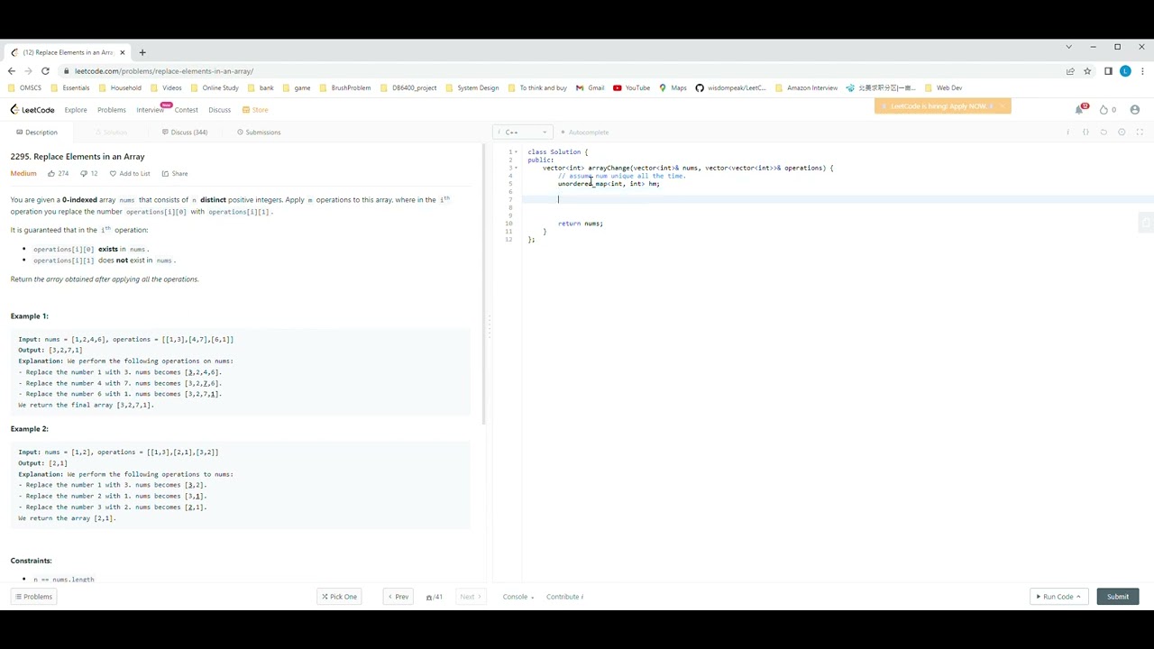 Heavenislost Leetcode #2295 Replace Elements in an Array - YouTube