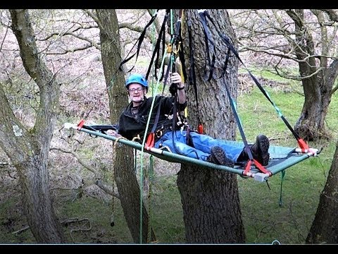 Tree Camping Portaledge Set Up in Tree