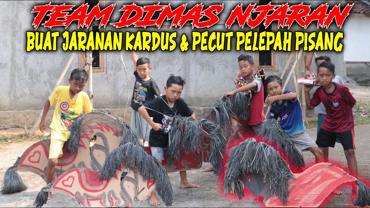 DIMAS NJARAN!! BUAT JARANAN DENGAN KARDUS DAN PECUT PAKAI PELEPAH PISANG, SENENG GAK HARUS MAHAL