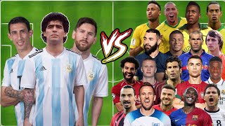 Argentina Legends Maradona Messi Di Maria VS All Legends Ronaldo Pele R9 Mbappe Zidane Cruyff Benzem