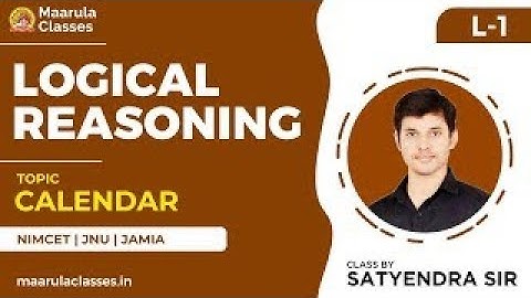 LOGICAL REASONING | CALENDAR | L-01 | TARGET NIMCET 2021