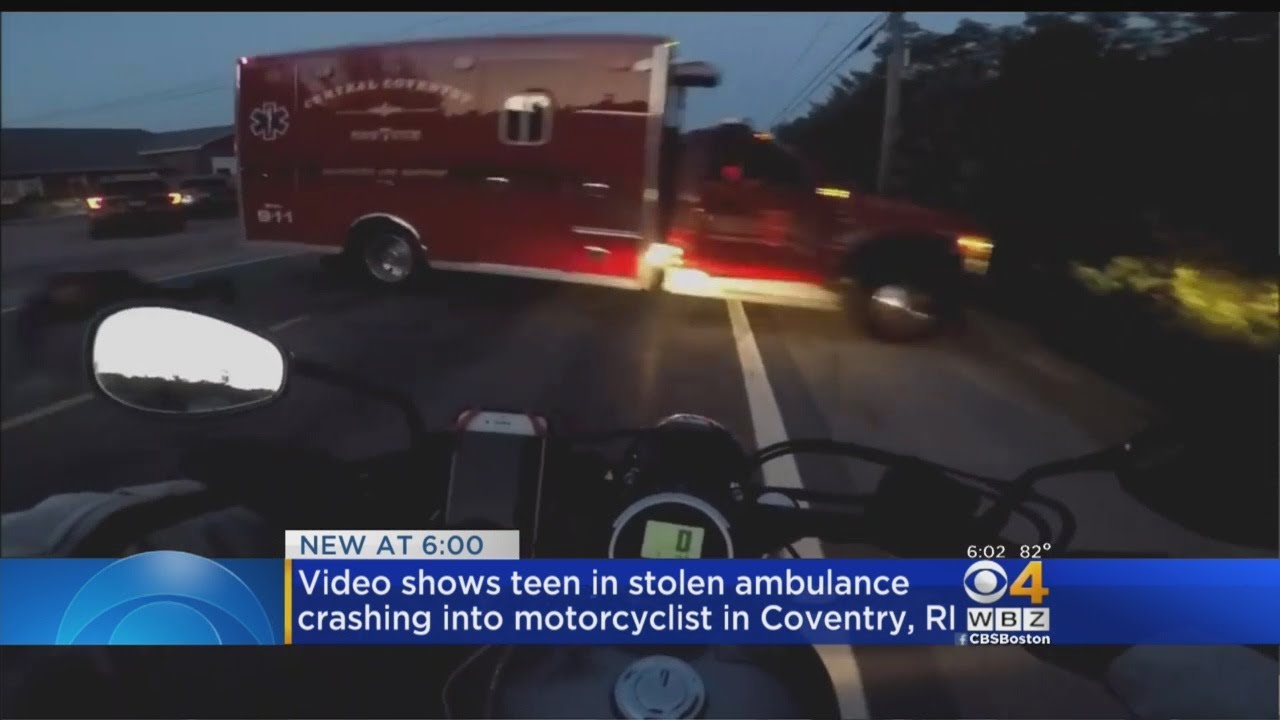Teen In Stolen Ambulance Crashes Into Motorcyclist YouTube