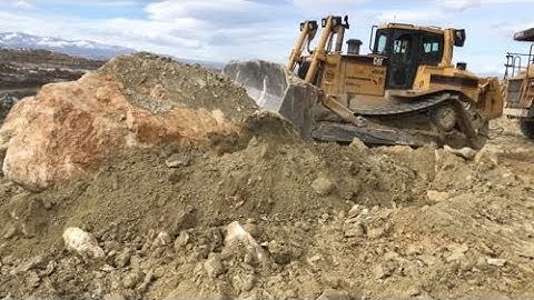 Caterpillar D8R Bulldozer Pushing Huge Rocks - Sotiriadis/Labrianidis Mining Works