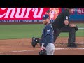Taylor Walls makes the throw for the out at home vs the Los Angeles Dodgers
