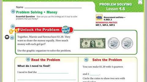 Go Math Lesson 9.5 Problem Solving/Money