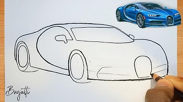 Easy Bugatti Chiron Car Drawing | Using Only 1 Pencil – Step-by-Step Tutorial for Beginners