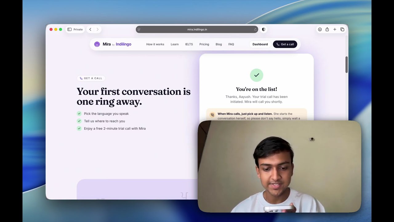 Preview of a real call with Mira