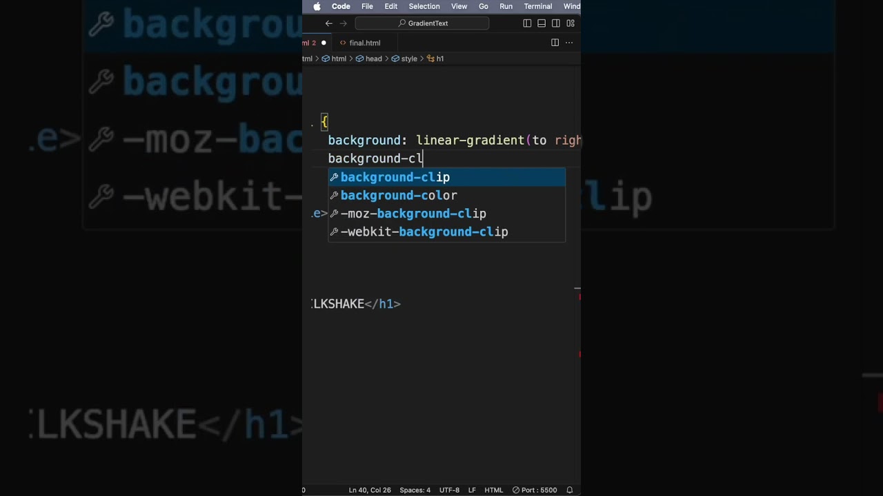 Fill text with gradient using CSS