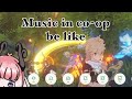 Playing music in co-op be like (Genshin Impact)