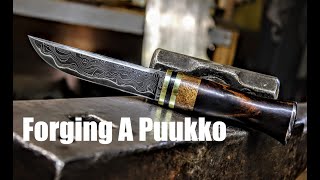 Forging A Puukko : San Mai Damascus Blade [Start To Finish]