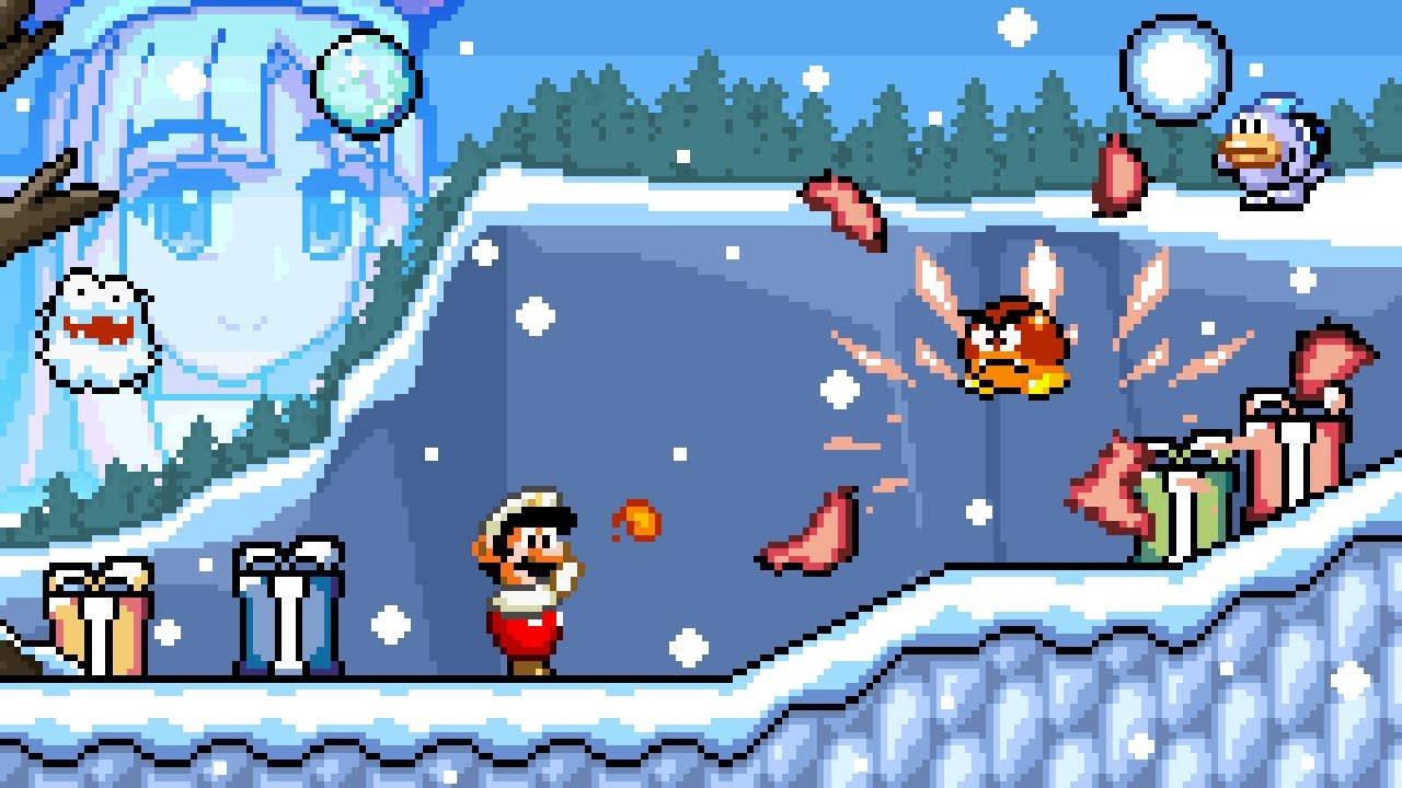 SMBX2 Custom level - Presents in Pristine Snow Plateau