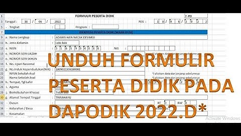 Peserta didik Baru || cara unduh form peserta didik Pada Dapodik V 2022.D*