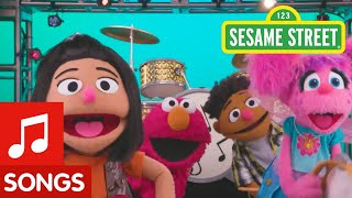 sesame street ji youngs song with the best friends band