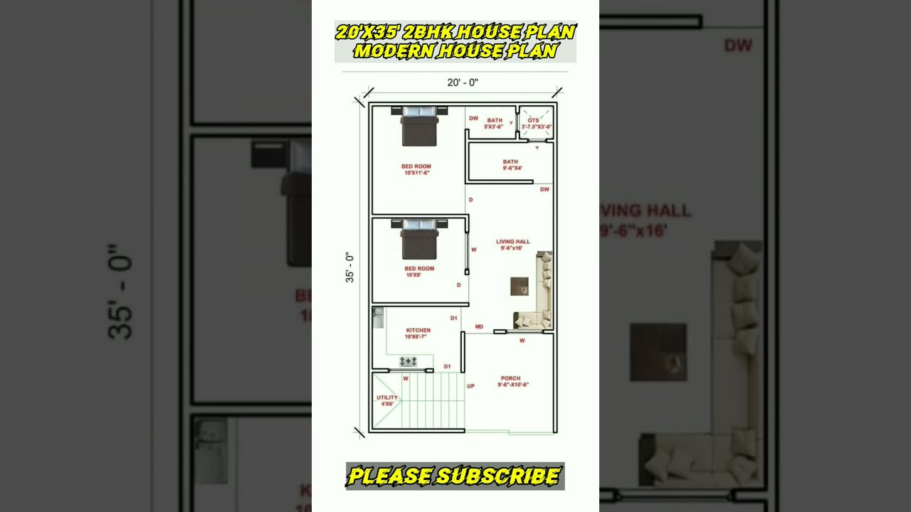 700 square feet 2BHK House Plan ll Modern House Plan 🏠