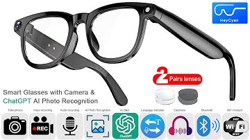 Smart Glasses & Sunglasses Video Recording OpenAI ChatGPT AI Photo Recognition Bluetooth Earphone