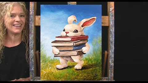 Learn How to Draw and Paint with Acrylics BOOK BUNNY-Easy Beginner Online Art Tutorial-Time Lapse