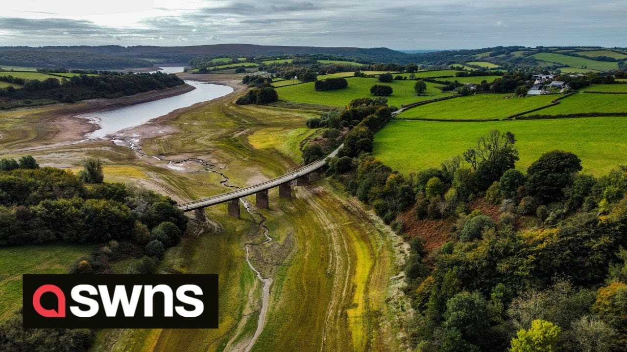 Footage shows how water levels at UK reservoir have fallen to just 20% following droughts | SWNS