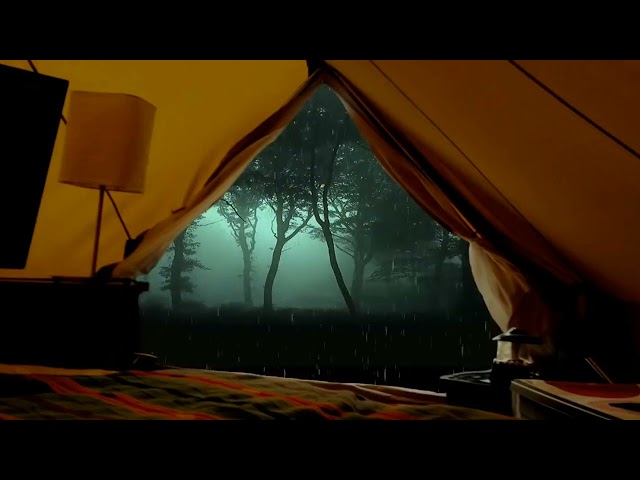 1 HOUR SOUND OF RAIN IN THE TENT WITH THUNDER STORM, rain for Sleep | Study and Relaxation class=