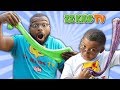 DAD VS SON 3 COLORS OF GLUE SLIME CHALLENGE!