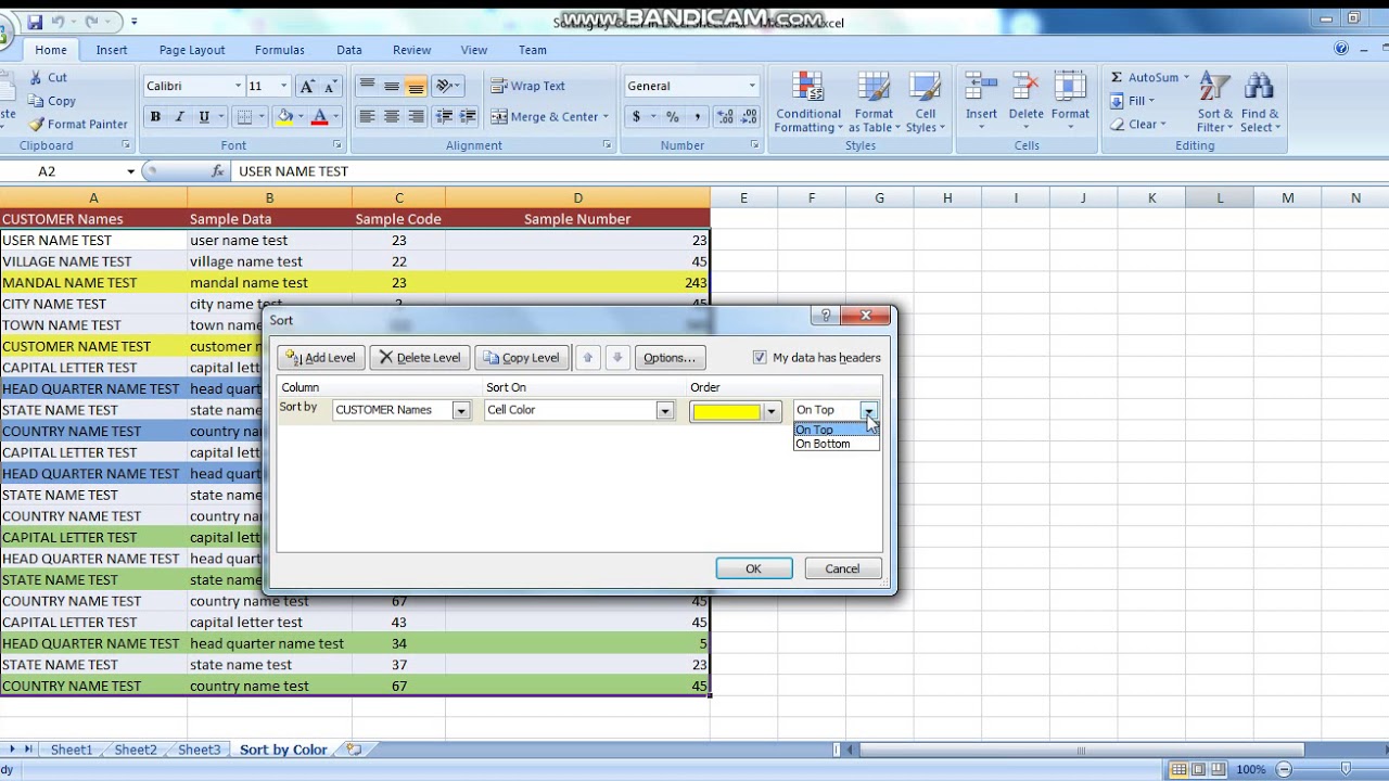 How to Sort excel sheet by Color - YouTube