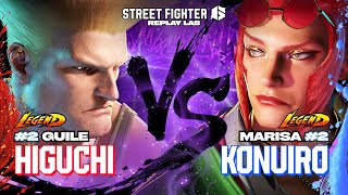 SF6 🔥 HIGUCHI (Ranked #2 Guile) vs KONUIRO (Ranked #2 Marisa) 🔥 Street Fighter 6 High Level Gameplay
