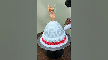 red white combination Doll Cake Design #shorts #ytshorts