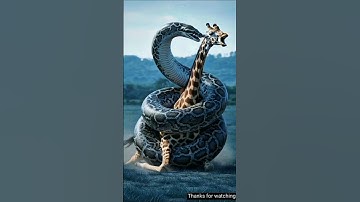 Python valt giraf aan, politie redt 😭#ai #python #giraffe #rescue #shorts