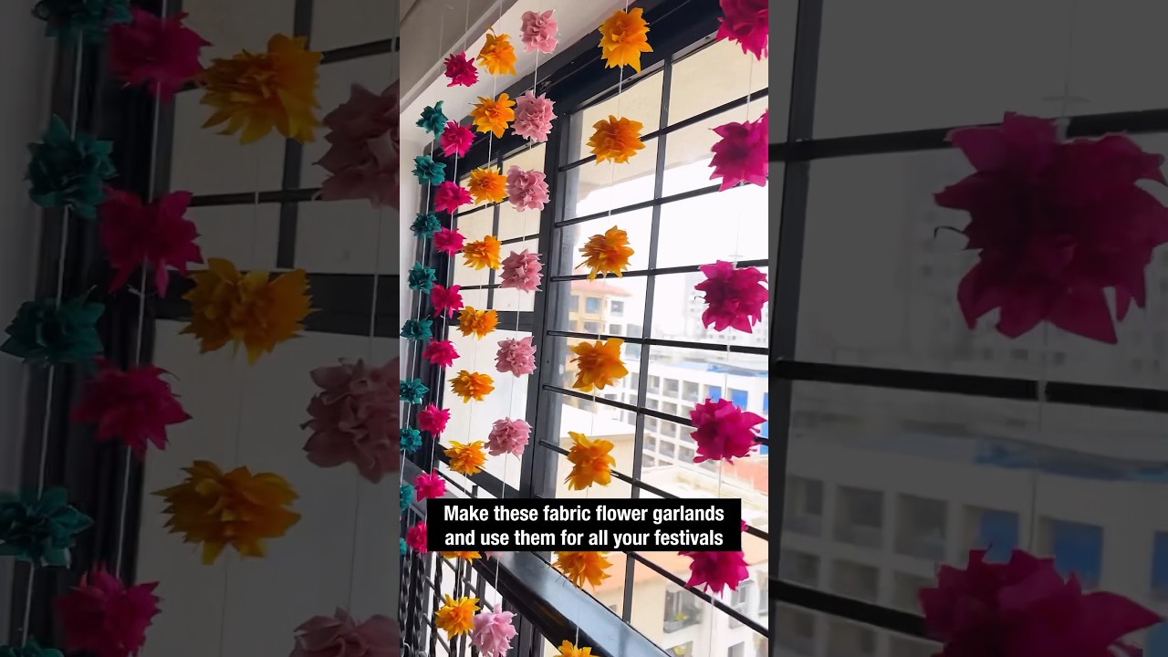 DIY Fabric Flower garlands #rakhispecial #festivedecoration #festivedecor #garlands