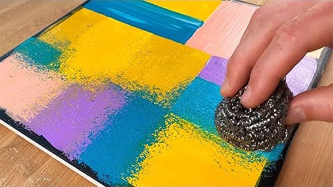 Abstract Triangles | Iron Scrubber & Masking Tape Technique Simple Acrylic Painting on Canvas #169