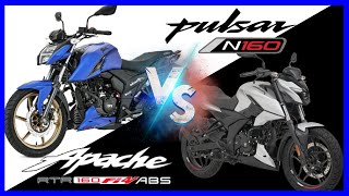 Pulsar N160 vs TVS Apache 160 4v Fi ABS || Comparativa Completa || @locoporlasmotos