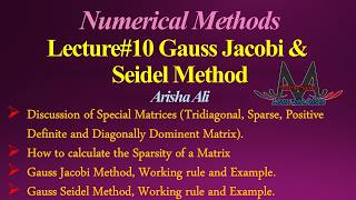 Gauss Jacobi & Gauss Seidel | Iterative Methods in Numerical Methods