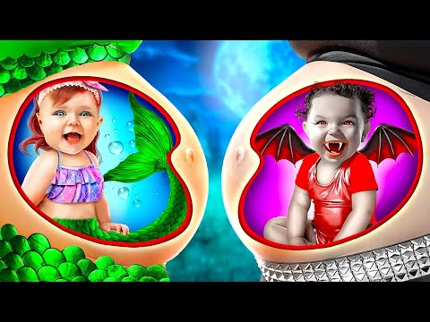 Pregnant Mermaid VS Pregnant Vampire! Pregnant Parenting Lifehacks!