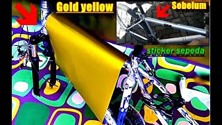 Pasang stiker sepeda di Musim sepeda Warna kuning Emas | Wow stiker keren | lihat di area pengelasan