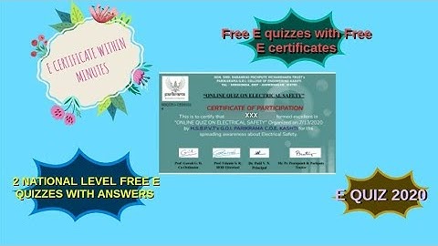 Free E quiz 2020 with answers-2 Nationallevel Free E quizzes with free E certificate-online quiz