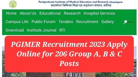 PGIMER Recruitment 2023  Apply Online for 206 Group A, B & C Posts