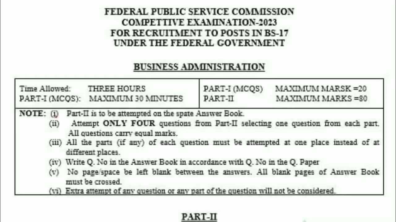 CSS BUSINESS ADMINISTRATION PAPER 2023 07022023 CSS 2023 CSS