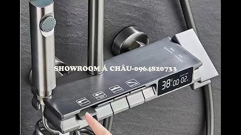 Sen Tắm Đứng Nóng Lạnh PHÍM ĐÀN Hiển Thị Nhiệt Độ, Bộ Vòi Sen Tắm 4 Chế Độ NANO XÁM