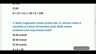 3-cü sinif sınaq imtahanı -12 (28.02.2021) Riyaziyyat suallarının izahı