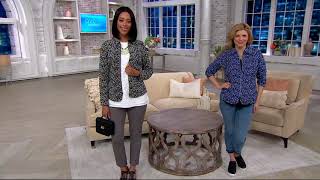 Isaac Mizrahi Live! Bi-Color Knit Jacquard Zip Front Jacket on QVC