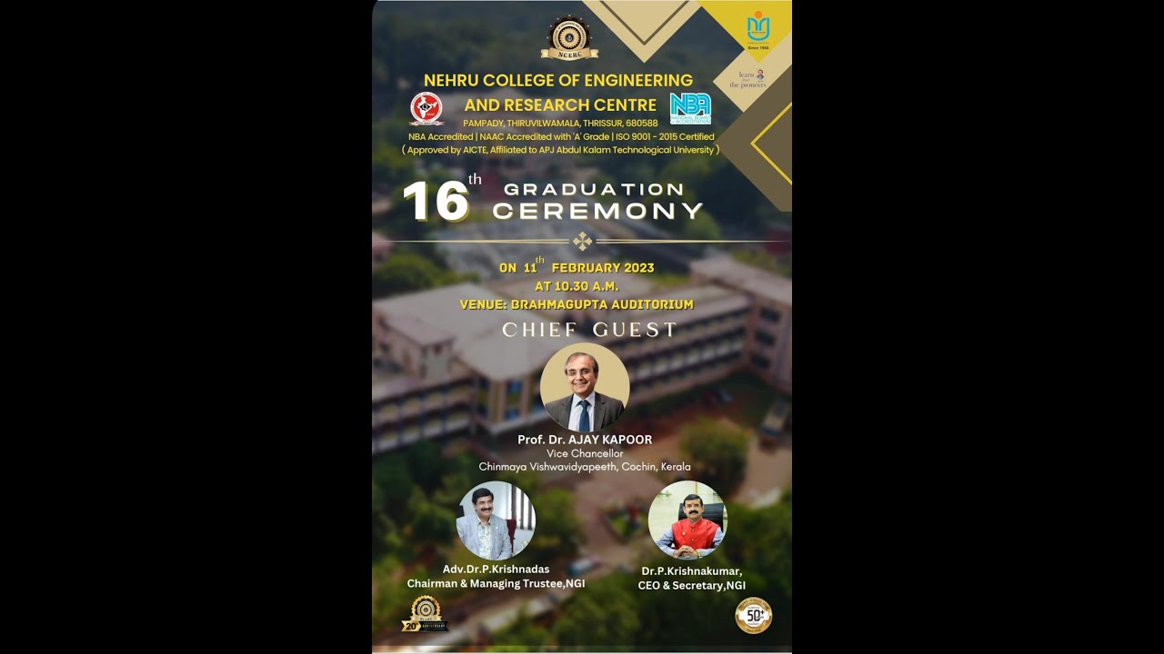 NEHRU COLLEGE OF ENGINEERING 16TH GRADUATION CEREMONY - YouTube