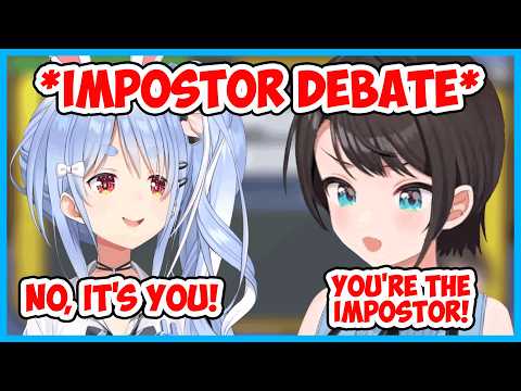 The most intense debate between Subaru and Pekora in among us