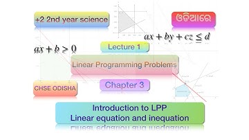 Linear programming problems part 1 unit 1 +2 2nd year science chse Odisha in Odia language by BK sir