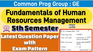 Fundamentals of human resource Management Common Prog Group - GE 5th semester question paper du sol