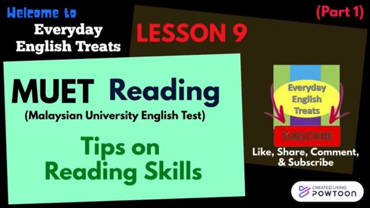 MUET l Lesson 9 l Tips on Reading Skills l Part 1 l Everyday English ...