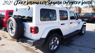 2021 Jeep Wrangler Sahara Unlimited White Exterior and Interior Walkaround